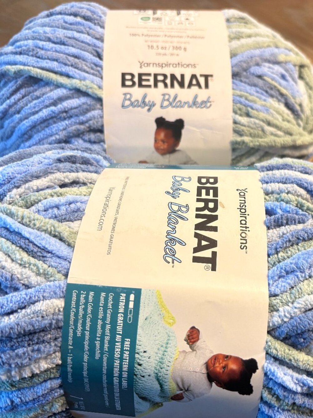 2 Skeins Lovely Blue Yarnspirations Bernat Baby Blanket